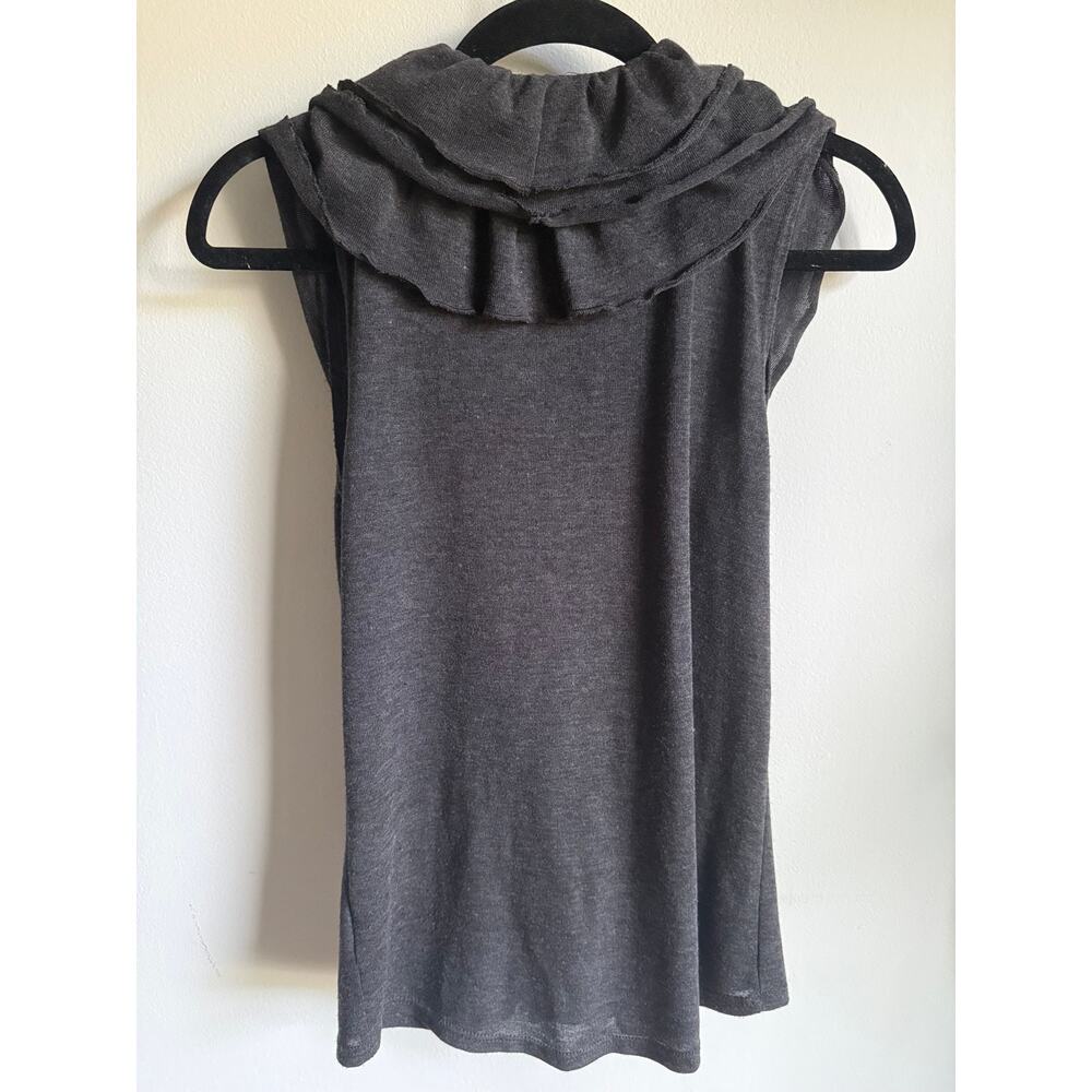 Y2K Ruffle Front Knit Vest Top Indie Sleaze Layering Piece Gray Size Small - Picture 3 of 4